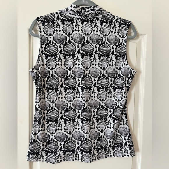 Calvin Klein Black & White Snakeskin Pattern Sleeveless Blouse Women’s Size Med - Picture 4 of 14